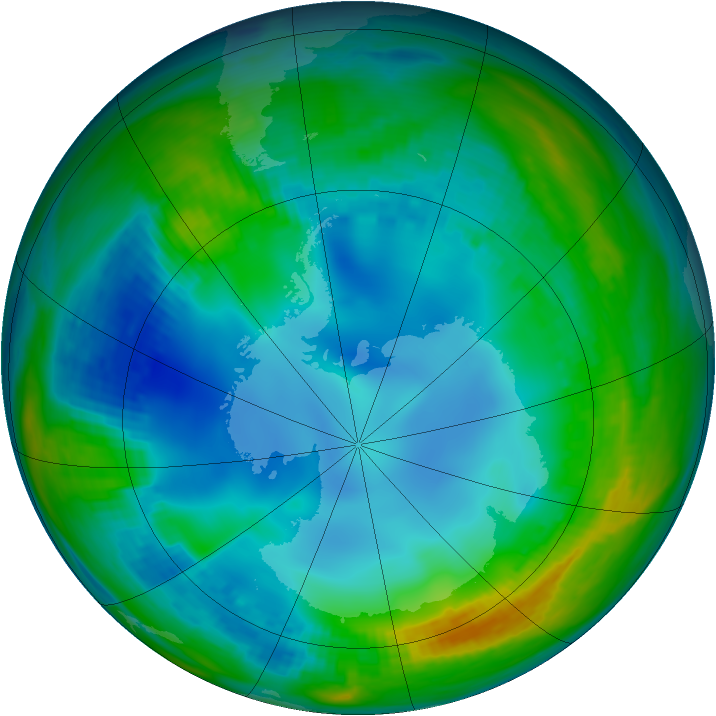 Antarctic ozone map for 22 May 1984